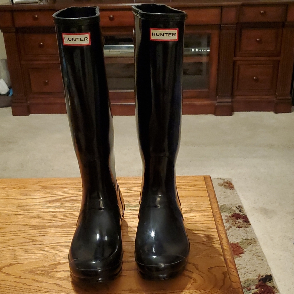 Hunter Original Tall Rain Size 10 Black Adjustable Strap Boots